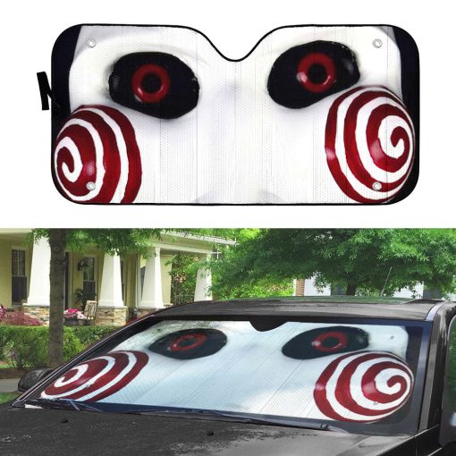 Gearhumans 3D SAW Billy The Puppet Mask Custom Car Auto Sunshade