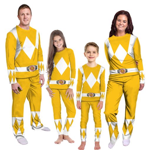 Gearhumans 3D Mighty Morphins Power Ranger Yellow Custom Family Pajamas