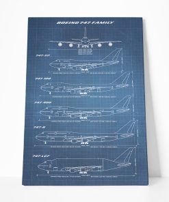 Gearhumans 3D Boeing 747 Family Concept Drawing Custom Canvas