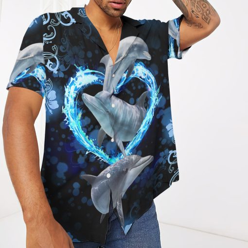 Gearhumans 3D Beautiful Dolphins Custom Hawaii Shirt - Image 3