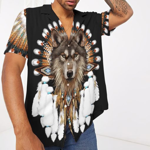Gearhumans 3D Native Wolf Custom Hawaii Shirt - Image 3