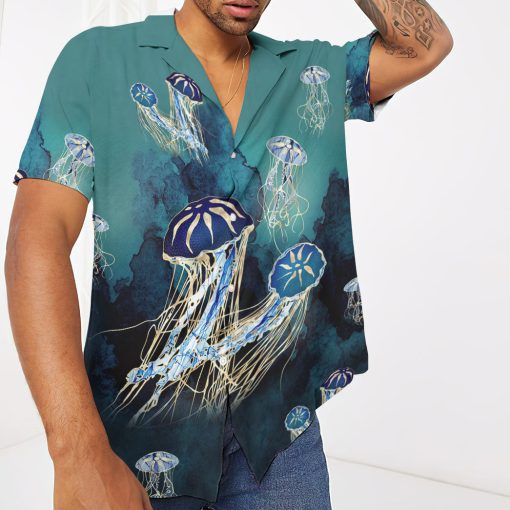 Gearhumans 3D Metallic Jellyfish Custom Hawaii Shirt - Image 3
