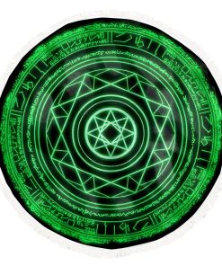 Gearhumans 3D Dr S Green Magic Shield Custom Round Beach Towel