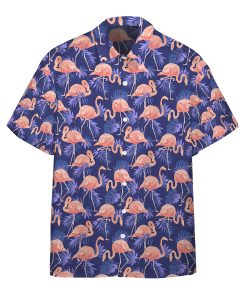 Gearhumans 3D Flamingo Bird and Tropical Flowers Custom Hawaii Shirt