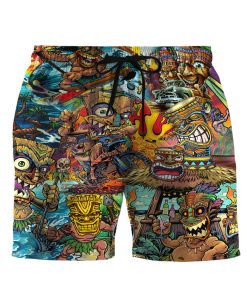 Gearhumans 3D Aloha Spirits With Tiki Custom Beach Shorts