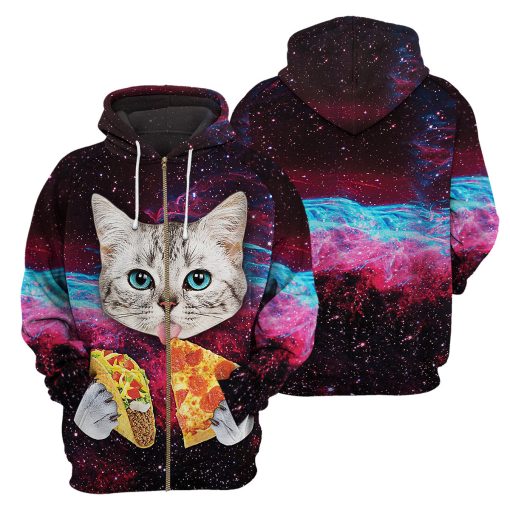 Gearhumans Galaxy Pizza Cat - 3D All Over Printed Shirt - Image 4