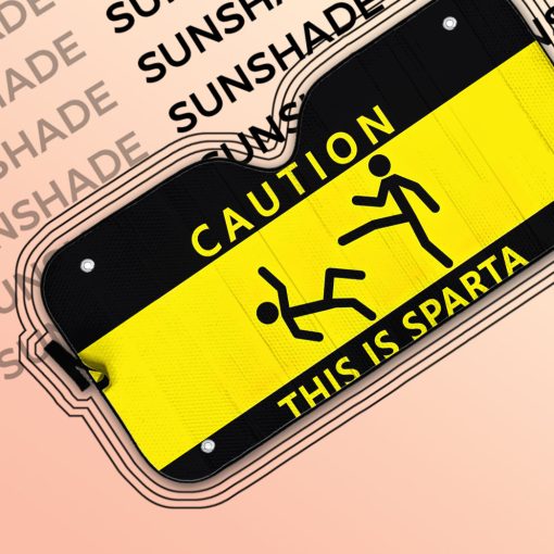 Gearhumans 3D Caution This Is Sparta Auto Sunshade - Image 4