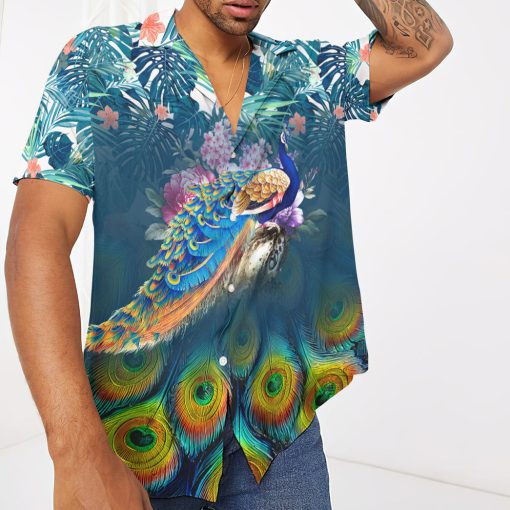 Gearhumans 3D Peacock Custom Hawaii Shirt