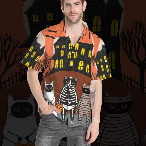 Gearhumans 3D Happy Halloween You Go First Black Cats Custom Short Sleeves Shirt 6 Gearhumans 3D Happy Halloween You Go First Black Cats Custom Short Sleeves Shirt - Image 6