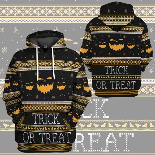 Gearhumans 3D Ugly Halloween Trick Or Treat Custom Hoodie Tshirt Apparel - Image 10