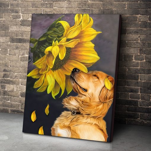 Gearhumans 3D Golden Retriever Sunflower Custom Canvas - Image 6