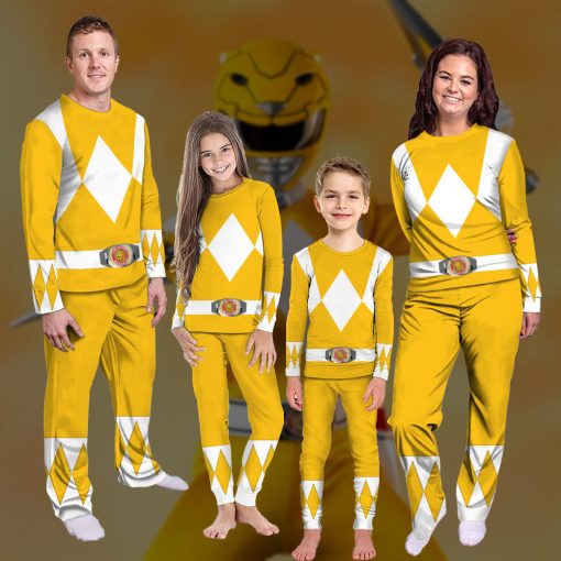 Gearhumans 3D Mighty Morphins Power Ranger Yellow Custom Family Pajamas