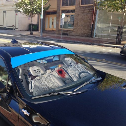 Gearhumans 3D Halloween Funny Skeleton Custom Car Auto Sunshade - Image 6