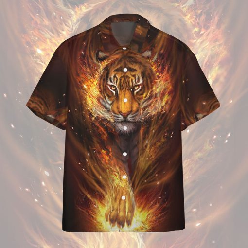 Gearhumans 3D Fire Tiger Custom Hawaii Shirt