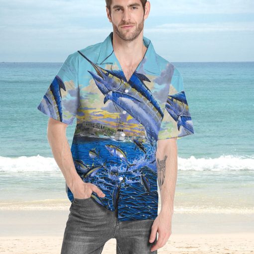 Gearhumans 3D BLue Marlin Custom Hawaii Shirt - Image 6