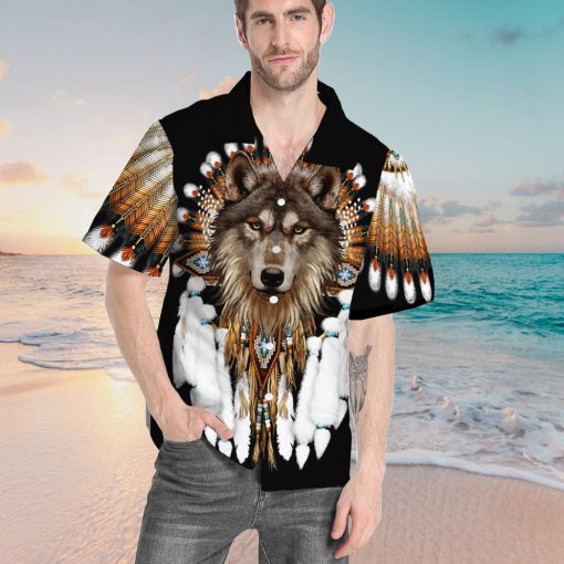 Gearhumans 3D Native Wolf Custom Hawaii Shirt - Image 6