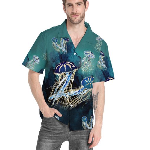 Gearhumans 3D Metallic Jellyfish Custom Hawaii Shirt - Image 5