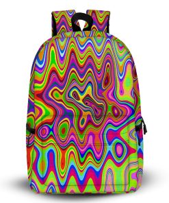 Gearhumans 3D Psychedelic Glowing Colors Hippie Style Custom Backpack