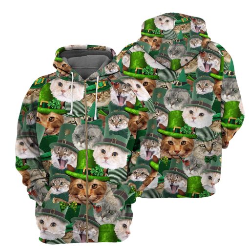 Gearhumans Cat Irish - 3D All Over Printed Shirt