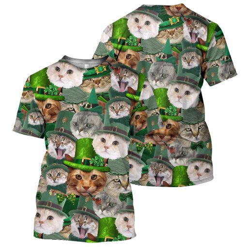 Gearhumans Cat Irish - 3D All Over Printed Shirt
