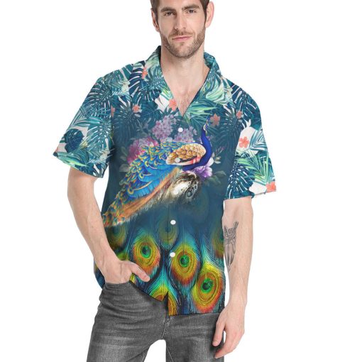 Gearhumans 3D Peacock Custom Hawaii Shirt