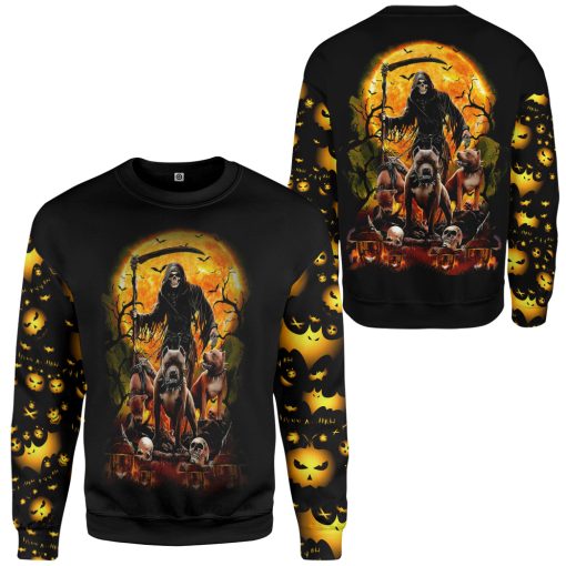 Gearhumans 3D The Dead And Pitbull Halloween Custom Hoodie Tshirt Apparel