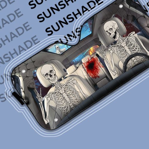 Gearhumans 3D Halloween Funny Skeleton Custom Car Auto Sunshade - Image 7