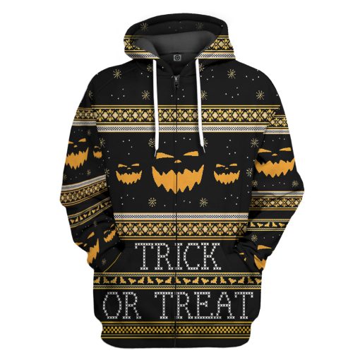 Gearhumans 3D Ugly Halloween Trick Or Treat Custom Hoodie Tshirt Apparel - Image 4