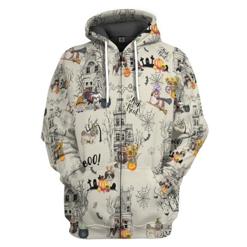 Gearhumans 3D Halloween Town With Shih Tzu Dog Custom Tshirt Hoodie Apparel - Image 4