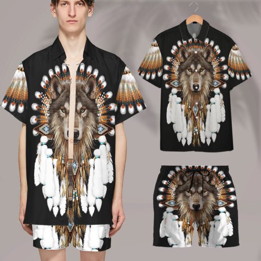 Gearhumans 3D Native Wolf Custom Hawaii Shirt - Image 7
