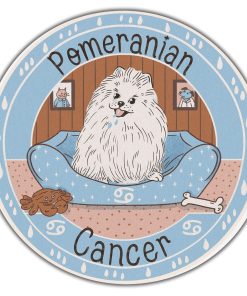 Gearhumans 3D Pomeranian Dog Cancer Zodiac Sign Custom Round Rug
