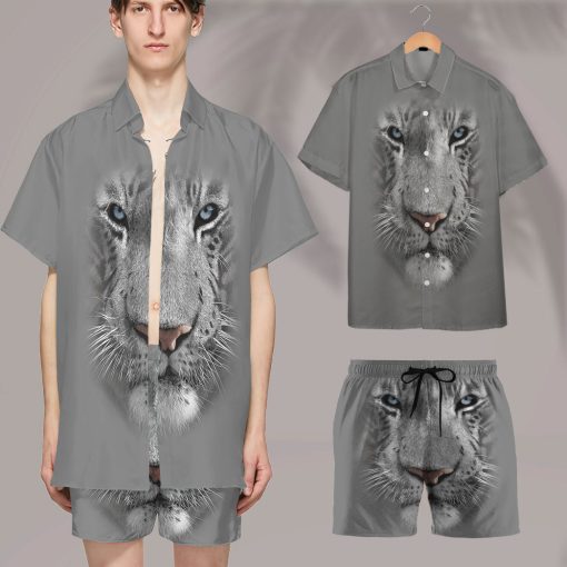Gearhumans 3D White Tiger Custom Hawaii Shirt - Image 7