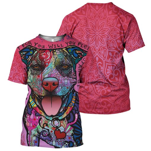 Gearhumans Pink Pitbull - 3D All Over Printed Shirt