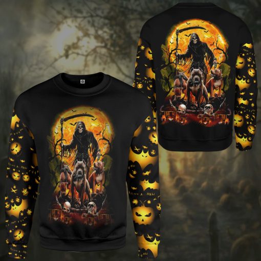 Gearhumans 3D The Dead And Pitbull Halloween Custom Hoodie Tshirt Apparel