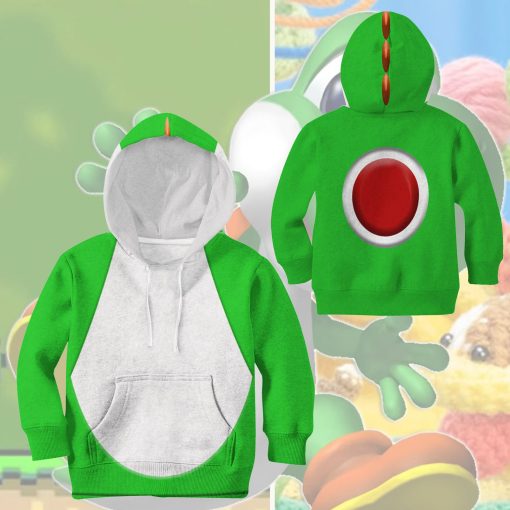 Gearhumans 3D Yoshi Costume Custom Kid Hoodie 8 Gearhumans 3D Yoshi Costume Custom Kid Hoodie - Image 8