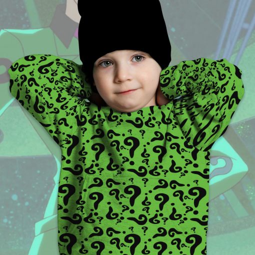 Gearhumans 3D DC The Riddler Custom Kid Hoodie 8 Gearhumans 3D DC The Riddler Custom Kid Hoodie - Image 8