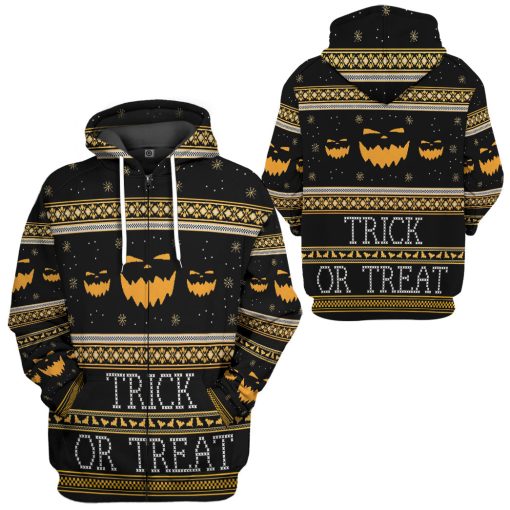 Gearhumans 3D Ugly Halloween Trick Or Treat Custom Hoodie Tshirt Apparel - Image 8