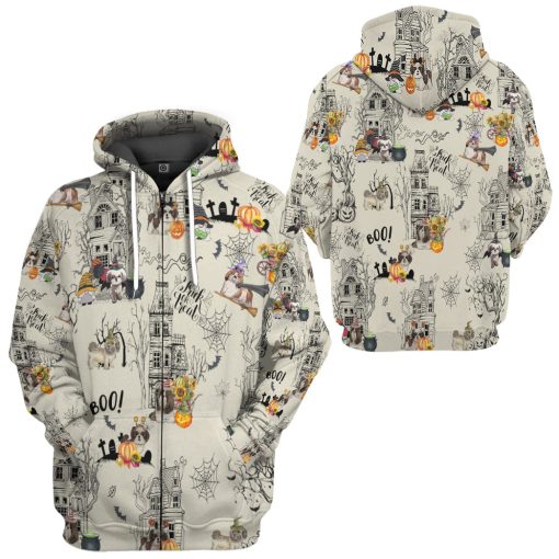 Gearhumans 3D Halloween Town With Shih Tzu Dog Custom Tshirt Hoodie Apparel - Image 7