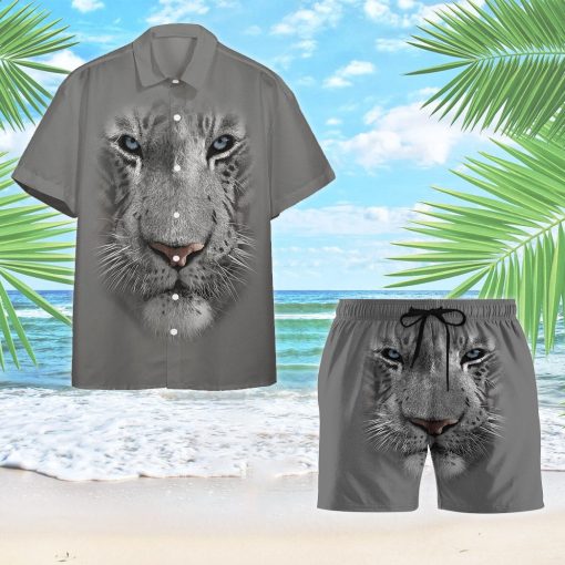 Gearhumans 3D White Tiger Custom Hawaii Shirt - Image 8