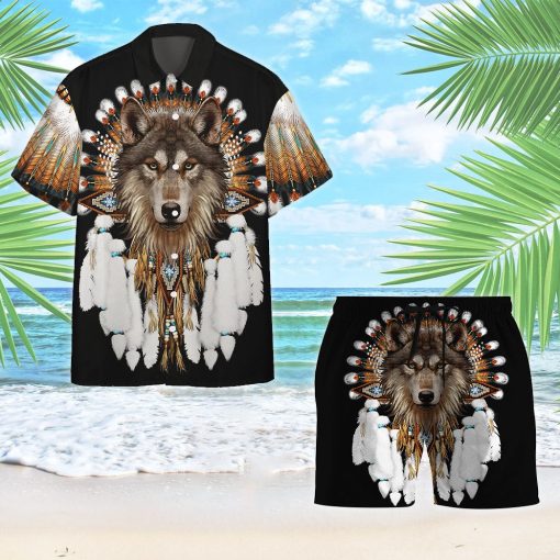 Gearhumans 3D Native Wolf Custom Hawaii Shirt - Image 8