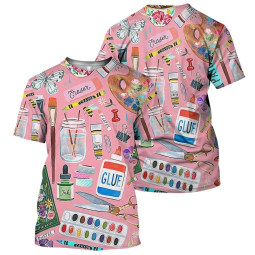 Gearhumans Art Teacher In Pink - 3D All Over Printed Shirt - Image 3