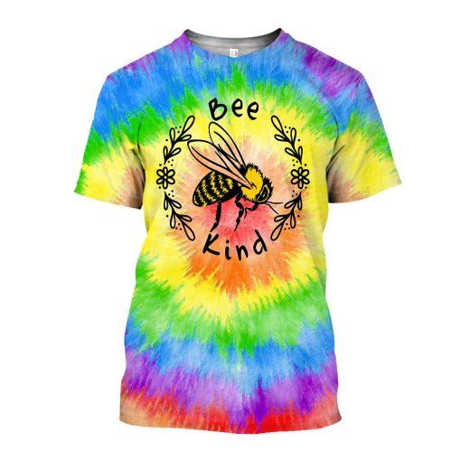 Gearhumans Bee Kind Tie-Dye - 3D All Over Printed Shirt 3 Gearhumans Bee Kind Tie-Dye - 3D All Over Printed Shirt - Image 3