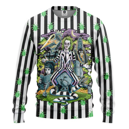 Gearhumans 3D Beetlejuice Stripes and Bugs Custom Hoodie Tshirt Apparel - Image 2