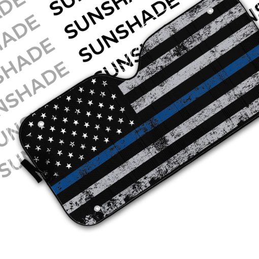 Gearhumans 3D Blue Thin Line American Flag Auto Sunshade - Image 4
