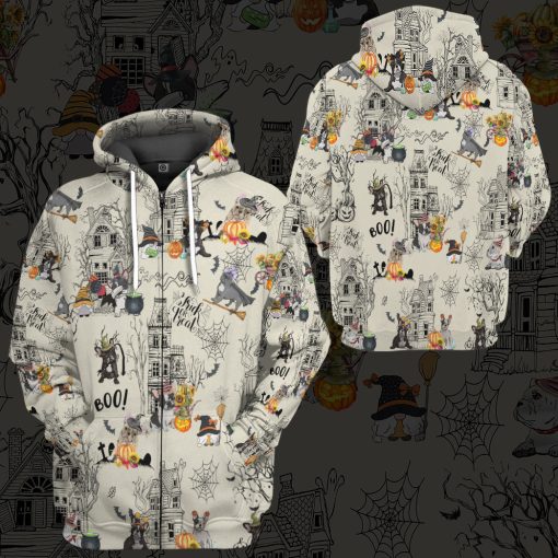 Gearhumans 3D Halloween Town With French Bulldog Custom Tshirt Hoodie Apparel