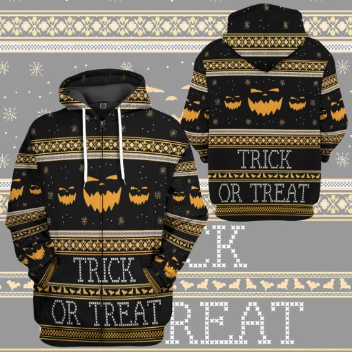 Gearhumans 3D Ugly Halloween Trick Or Treat Custom Hoodie Tshirt Apparel - Image 11
