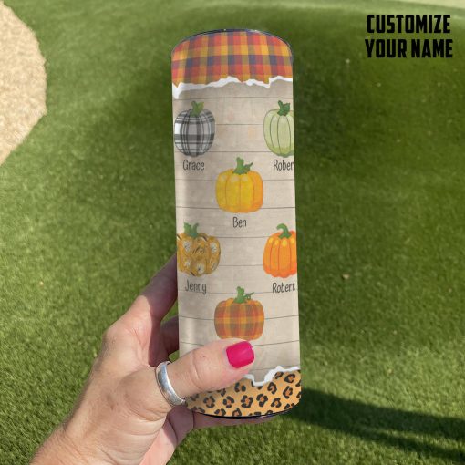 Gearhumans 3D Grandparents Day Grandmas Little Pumpkins Custom Name Design Vacuum Insulated Tumbler - Image 9