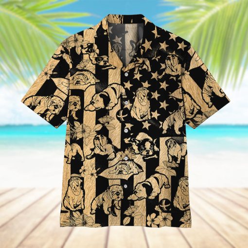 Gearhumans 3D Bulldog American Flag Hawaii Shirt
