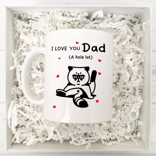 Gearhumans 3D I Love You Dad A Hole Lot Silvy Cat Mug