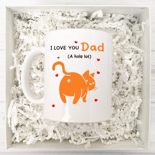 Gearhumans 3D I love You Dad A Hole Lot Cat Mug